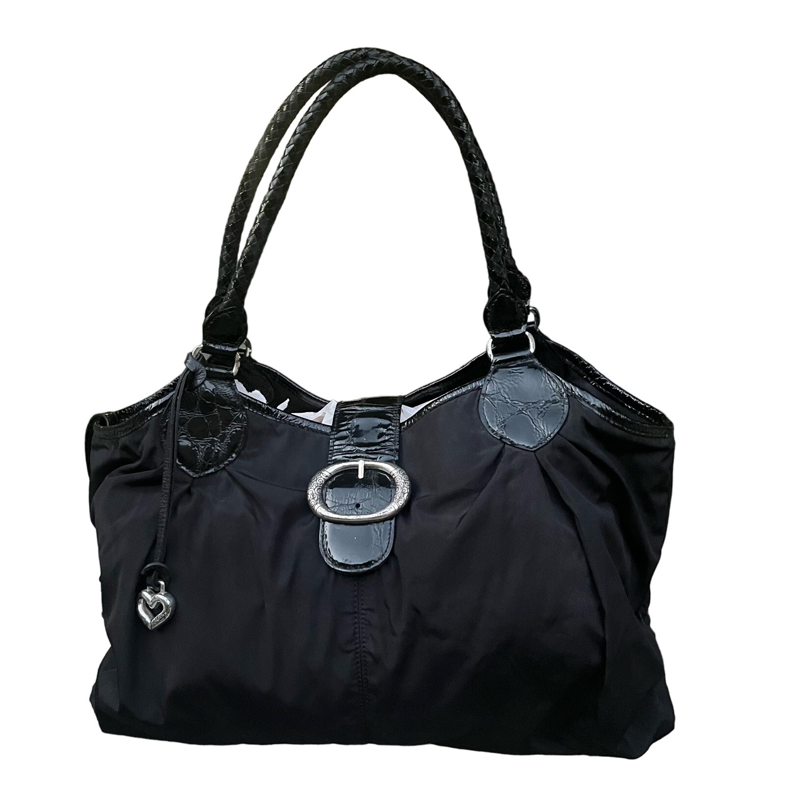 Brighton Nichelle Handbag Tote Black Nylon Patent Leather